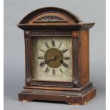 Hamburg American Clock Co., a striking mantel clock with square silvered dial, Roman numerals