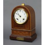 Ansonia Clock Co., an Edwardian 8 day mantel clock with enamelled dial and Arabic numerals contained