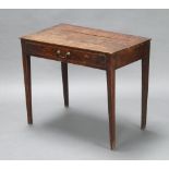 An 18th Century oak side table fitted a frieze drawer, raised on square supports 68cm h x 81cm w x
