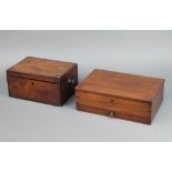 A 19th Century rectangular mahogany trinket box with crossbanded top and hinged lid 13cm x 25cm x