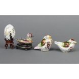 A cloisonne model egg 7cm x 4cm, ditto trinket box in the form of a duck 4cm x 7cm x 4cm together