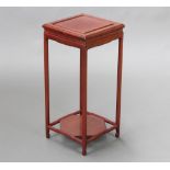 A square Chinese hardwood 2 tier jardiniere stand 54cm h x 25cm w x 25cm d Some paint splashes in