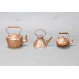 A 19th Century oval copper kettle with acorn finial 12cm h x 15cm w x 13cm d together with a
