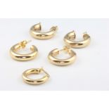 Two pairs of 9ct yellow gold earrings and 1 single earring 5.8 grams