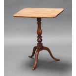 A Victorian rectangular bleached mahogany wine table raised on a turned column and tripod base