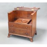 A Georgian inlaid and crossbanded mahogany commode with hinged lid complete with liner (f and r),
