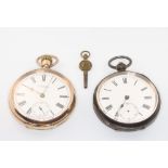 A gentleman's gold plated Waltham pocket watch with seconds at 6 o'clock together with a silver