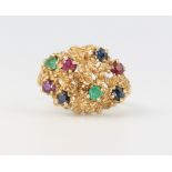 A 9ct yellow gold vintage gem set cocktail ring 5.8 grams, size P