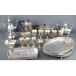 An Art Deco 4 piece silver plated tea set and minor plated wares
