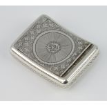 A George IV engine turned silver snuff box with floral decoration, 5cm, 32 grams, Birmingham 1920,