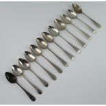 Twelve various Georgian silver teaspoons, mixed dates, 143 grams