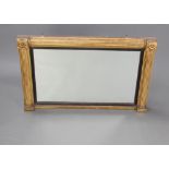 A Regency rectangular over plate mantel mirror contained in a gilt frame with reeded decoration 61cm