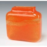 A stylish Studio Glass flattened baluster orange vase 19cm