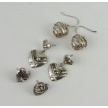 Three pairs of silver earrings, 11 grams