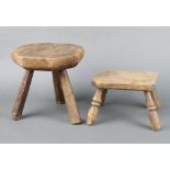 An 18th Century elm octagonal stool raised on 3 outswept supports 25cm h x 25cm w x 25cm d, together