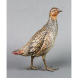 An Austrian cold painted bronze figure of a standing grouse, in the manner of Bergman, 24cm h x 19cm