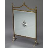 A gilt metal and cut bevelled glass fire screen with urn decoration 80cm h x 48cm w x 18cm d There