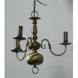 A Dutch style gilt metal 3 light electrolier 38cm h x 45cm diam.