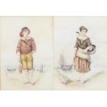 H J Anderson, a pair of 19th Century watercolour drawings, study of fisherfolk 38cm x 27cm Some