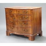 A Georgian serpentine fronted mahogany chest of 4 long drawers with original brass swan neck drop