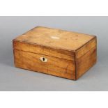 A Victorian rectangular walnut trinket box with oval marble panel and hinged lid 9cm h x 22cm w x