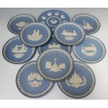 Ten Wedgwood Jasperware Christmas plates including 1970-1979 20cm and 10th Anniversary 1969-1978