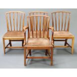 A set of 4 Georgian mahogany stick and rail back dining chairs comprising 1 carver 90cm h x 56cm w x