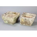 A well weathered stone garden planter 28cm h x 42cm w x 34cm d