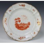 A modern Nymphenburg decorative wall plate, the ochre decoration of a country house 34cm