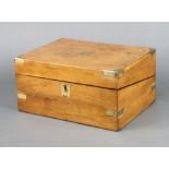 A Victorian bleached mahogany and brass banded writing slope 15cm h x 29cm w x 22cm d, the