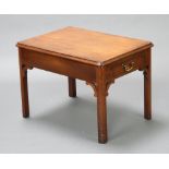 A Chippendale style rectangular crossbanded mahogany lamp table fitted a drawer, raised on square