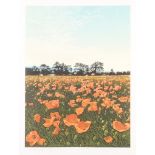 20th Century print, no.177 of 295, indistinctly signed in pencil, field of poppies 39cm x 29cm