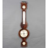 C Thorneloe, a 19th Century mercury wheel barometer and thermometer contained in a shaped inlaid