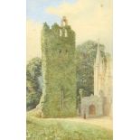 Edwardian watercolour unsigned, Irish view of a ruined church 24cm x 15cm This watercolour is foxed