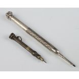 An Edwardian S Mordan & Co silver plated propelling pencil, 1 other