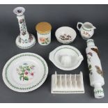 A large quantity of Portmeirion Botanic Garden tableware comprising 7 storage jars and covers, a