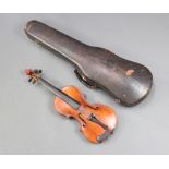 Leandro Bisiach Fecit In Milano 1893, a violin with 14" 2 piece back together with a bow and