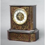 A Continental mantel timepiece with visible escapement and movement, enamelled chapter ring, Roman