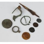 A quantity of Roman coins and artefacts