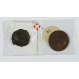 Two Roman bronze coins - Commodus and Nero