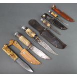 A D.B.G.M. Bowie style knife, the 9cm blade marked Decora-Solingen with simulated stag horn grip,