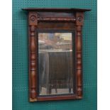 A William IV rectangular plate pier mirror, the frame with column decoration 72cm h x 46cm w x