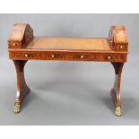 Maitland-Smith, a Georgian style figured mahogany library table with arched sections to the sides