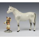 A Beswick Arab Bahram figure of a standing grey horse, gloss 19cm (chipped ear) together