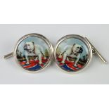 A pair of 925 standard cufflinks decorated with bulldogs