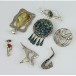 A silver brooch by George Tarratt Birmingham 1961, minor brooches