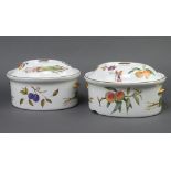 A pair of Royal Worcester Evesham casseroles and covers 29cm One has a holed base