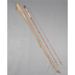 J P Moreton & Co, a 1920's 9' two piece split cane fly fishing rod in original cloth bag