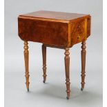 A Victorian quarter veneered figured walnut Pembroke table fitted 2 short drawers and cupboard,