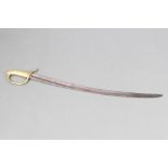 A 19th Century sabre with 86cm blade, brass grip, blade marked 1829 The blade is loose and corroded